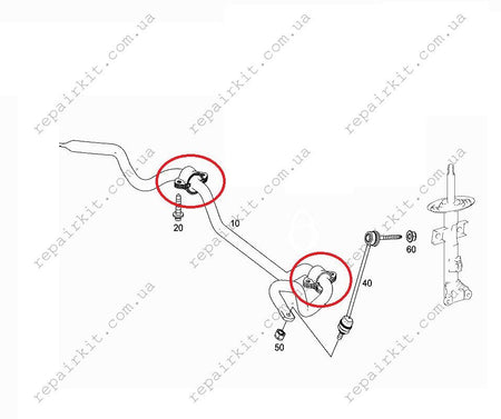 Front stabilizer Bushings Mercedes-Benz W222, C217 2223231365, 2223231265 2