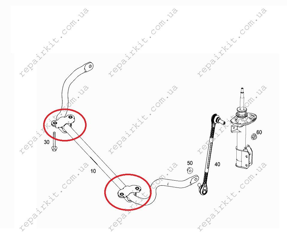 Front stabilizer bushings Mercedes-Benz w204, s204, c204, x204, c207, a207 2043232065 2