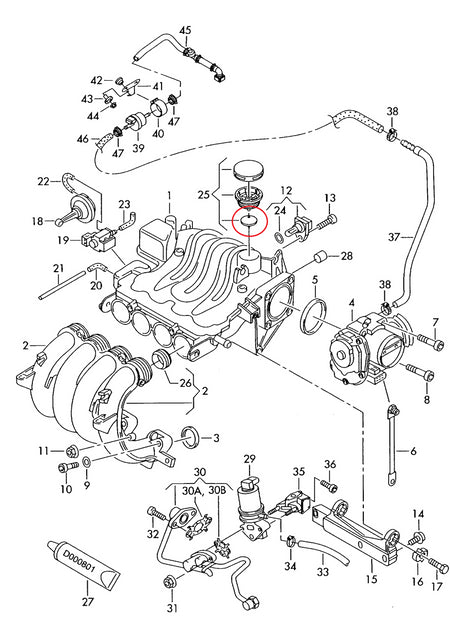 Diaphragm of the ventilation valve (valve block) VAG 06A198205A 8