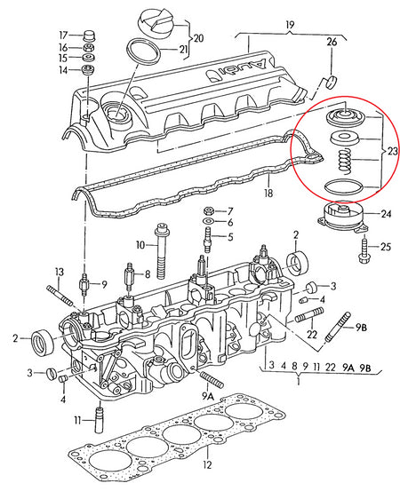VAG 2.5 TDI crankcase ventilation membrane 353102176 046198475B, 046103527A 4
