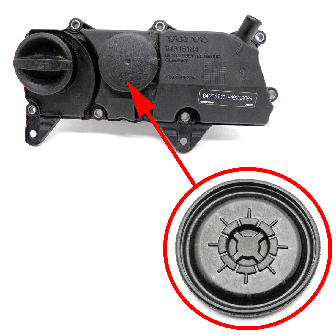 Volvo 2.0L Oil Separator membrane XC90, XC60, XC70, S60, S90, S80, V90, V60 32140004 1