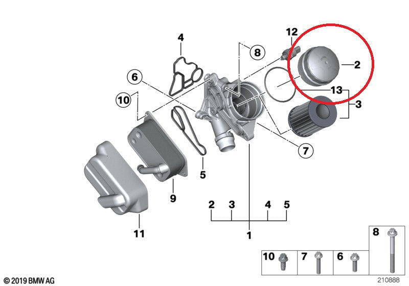 Aluminum Oil Filter cover BMW N20, N52, N53, N54, N55, S55 11427525334 4