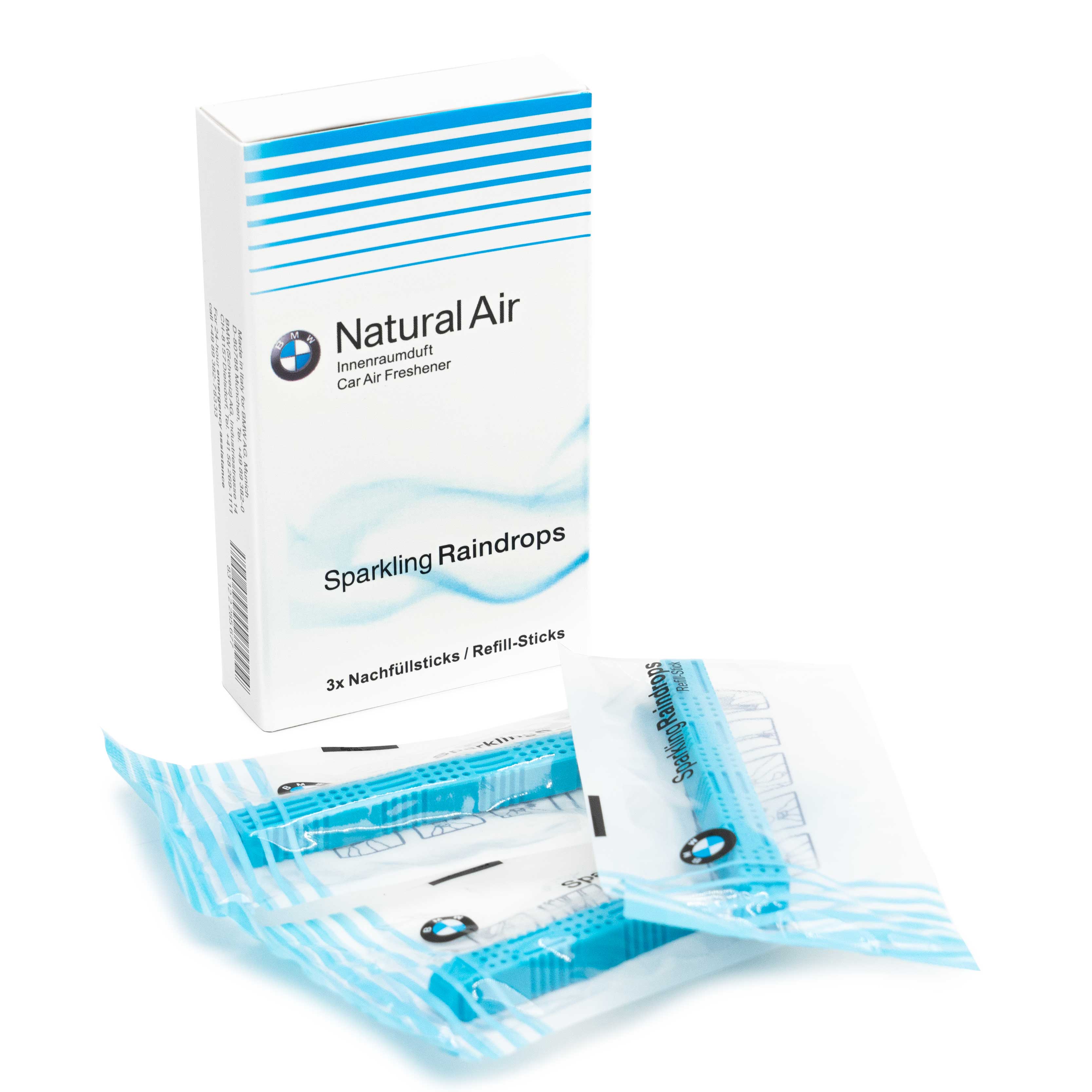 Set of replacement cartridges for air freshener BMW Sparkling Raindrops 83122285679 blue 1