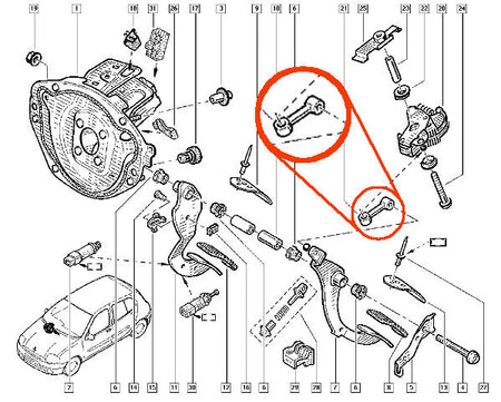 Repair kit clutch pedal Renault Kangoo, Clio, Twingo 7700411230 6