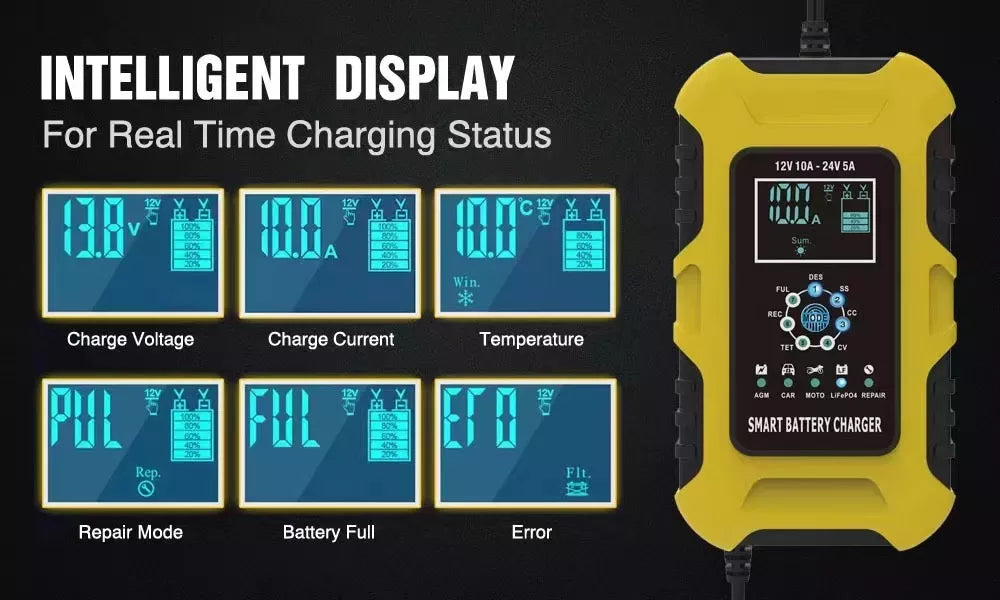 Foxsur car battery charger 12V 10A / 24V 5A 3