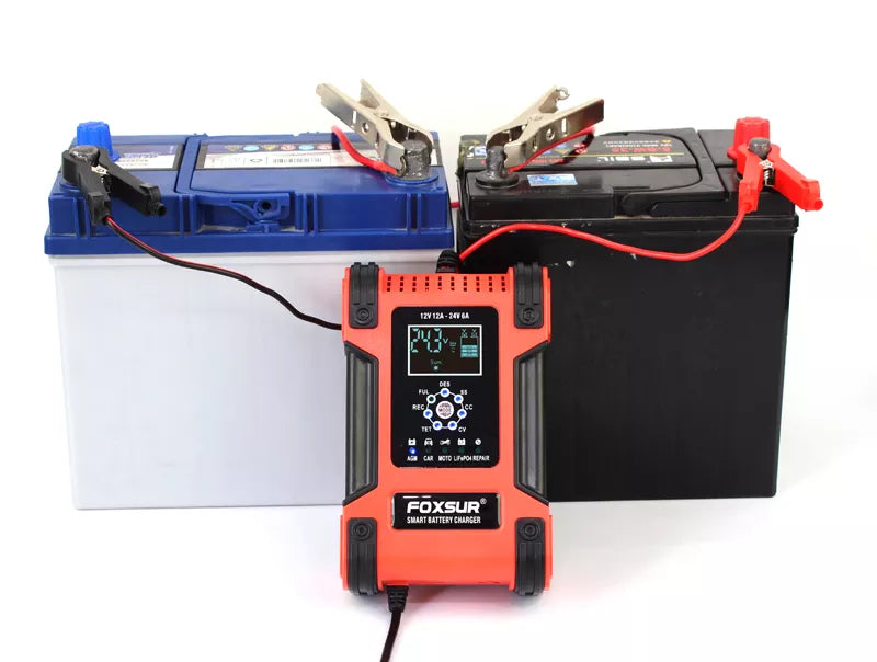 Charger for car battery Foxsur 12V 12A / 24V 6A 3