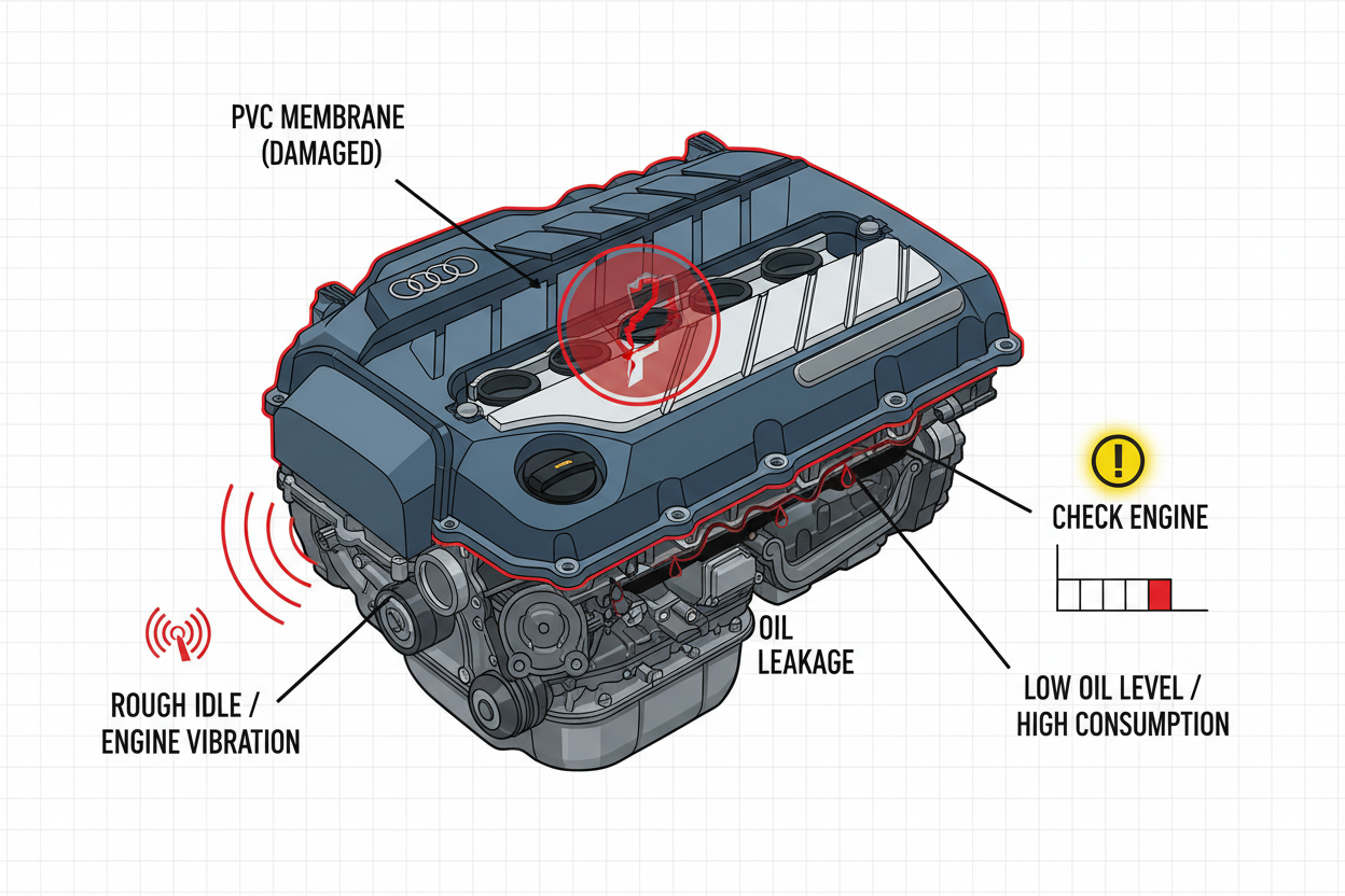 Audi 1.4T, 1.8T, and 2.0T: Symptoms of a Bad Valve Cover Membrane
