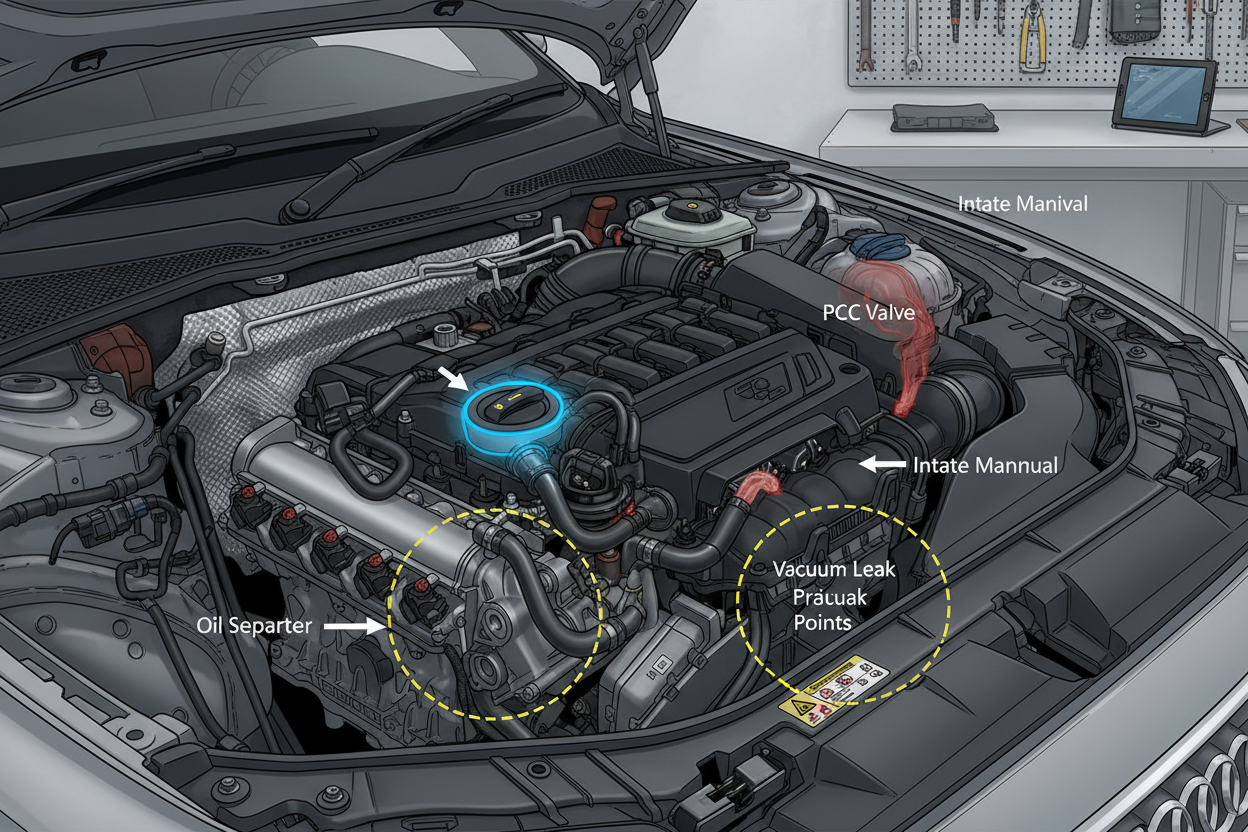 Why the Audi 1.8 TFSI Develops a PCV Vacuum Leak and How to Spot the Symptoms
