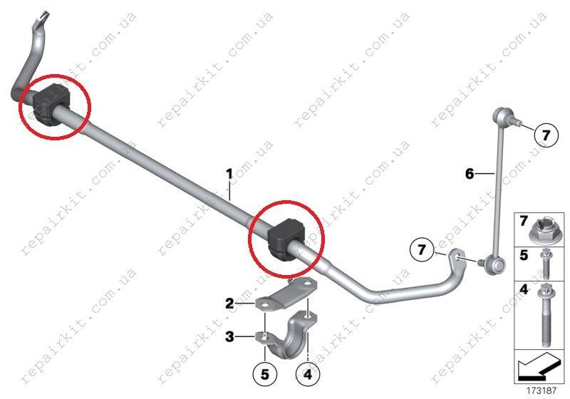 BMW front stabilizer bushings F01 F02 31356793101