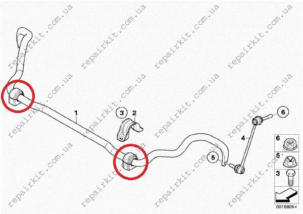 Front stabilizer bushings BMW E70, E71, E72, F15, F16 31356774737, 31356854141
