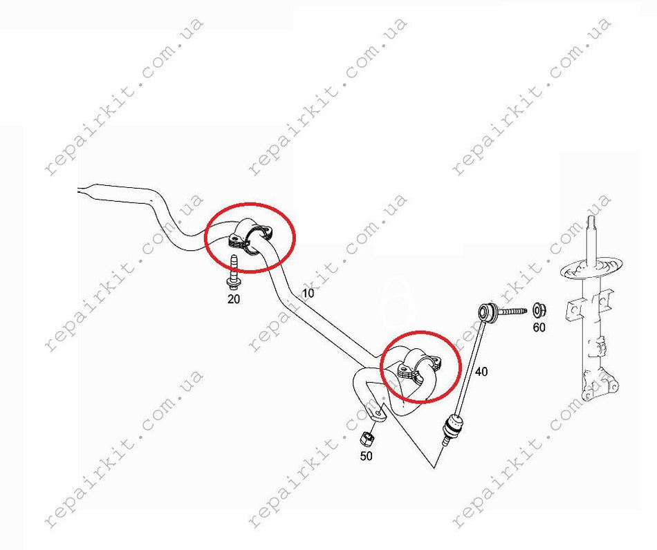 Front stabilizer Bushings Mercedes-Benz W222, C217 2223231365, 2223231265