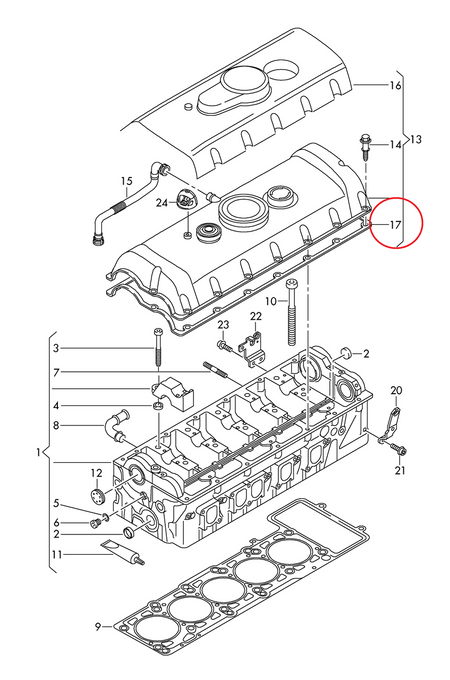 Valve Cover Gasket VAG 2.5 TDI BNZ VW Touareg Transporter 2004-2010 070103469B 3
