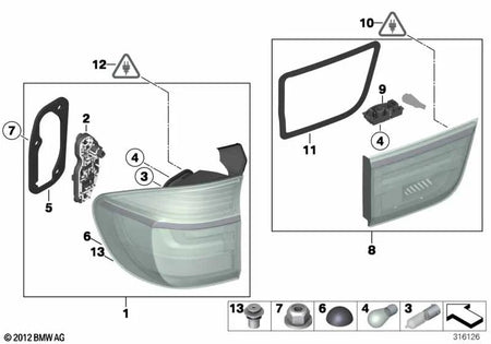 Trunk Tail Light Seal Kit – BMW X5 E70 Facelift 2010-2013 | OEM 63217268785 4