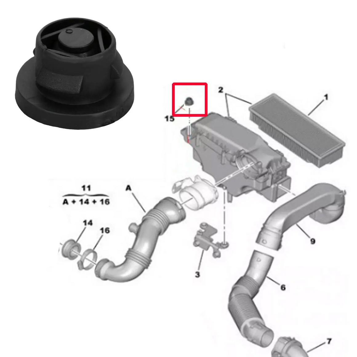 Air Filter Housing Grommet Set (x4) – Citroen Peugeot 1.6HDi 16V C4 C5 307 308 | OEM 1422A3 5