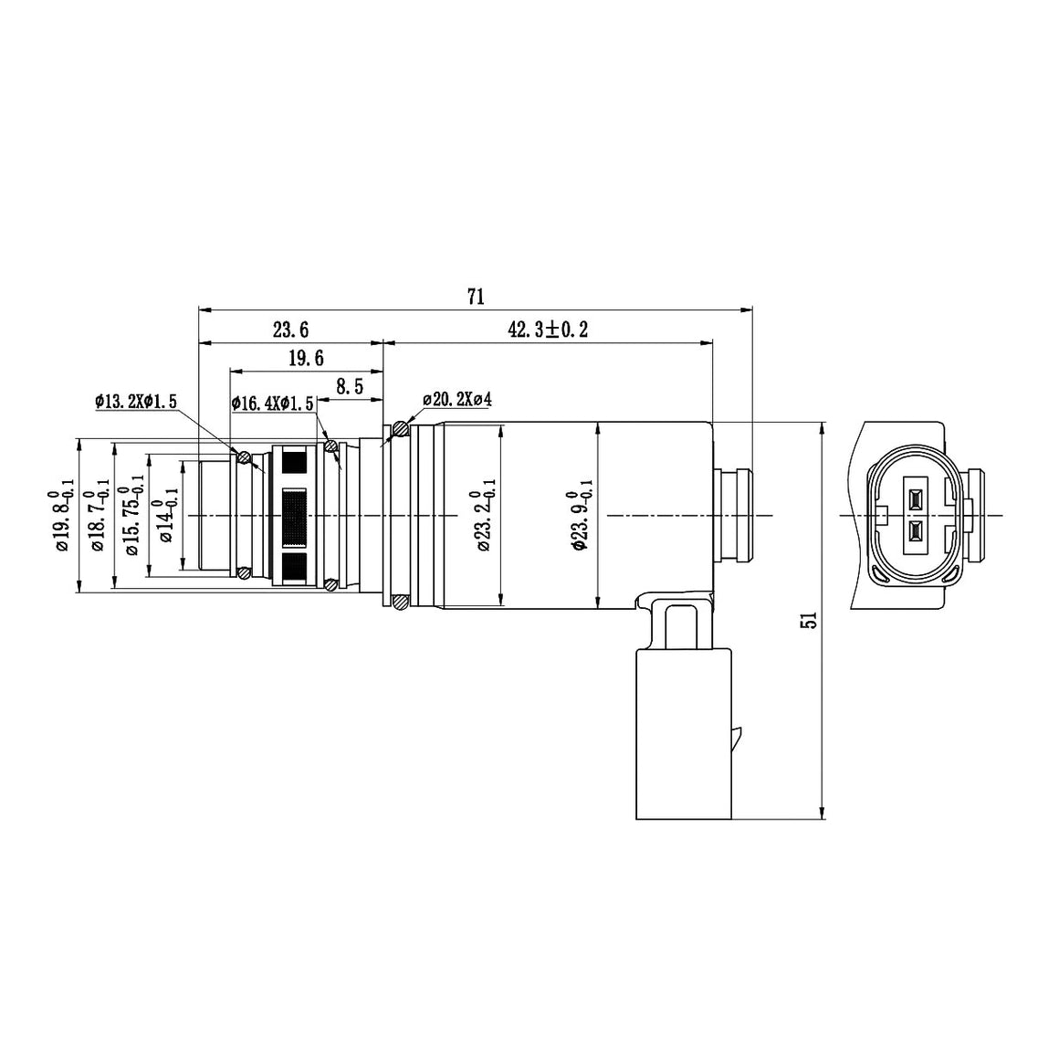 A/C Compressor Control Valve – Sanden PXE16 / PXE14 | VW Golf / Passat / Tiguan | OEM 1K0820803 | KH51 3