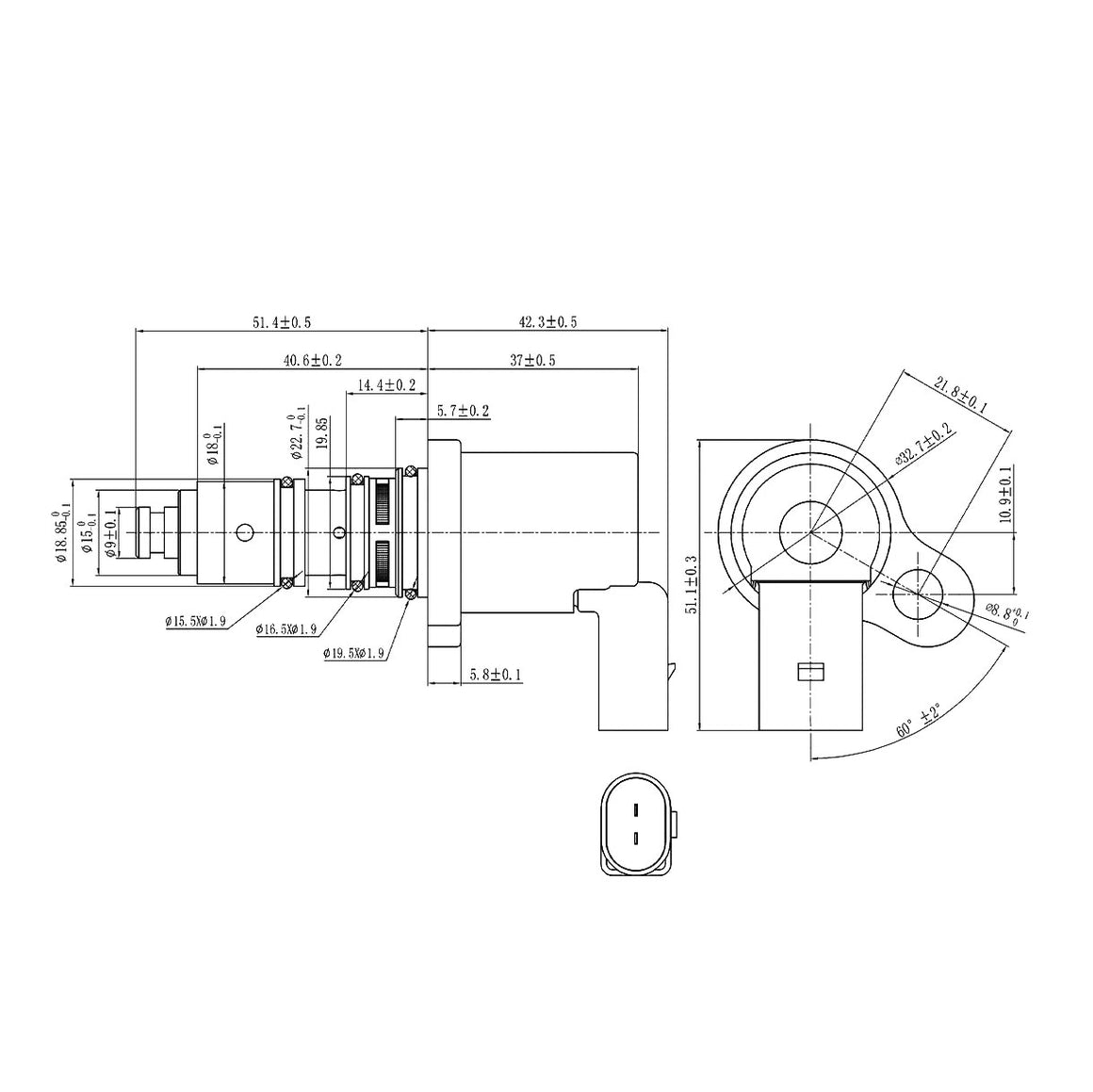 A/C Compressor Control Valve – Sanden SD7C16 / PXE16 / PXE13 | VW / Audi / Citroen / Peugeot | KH92 3