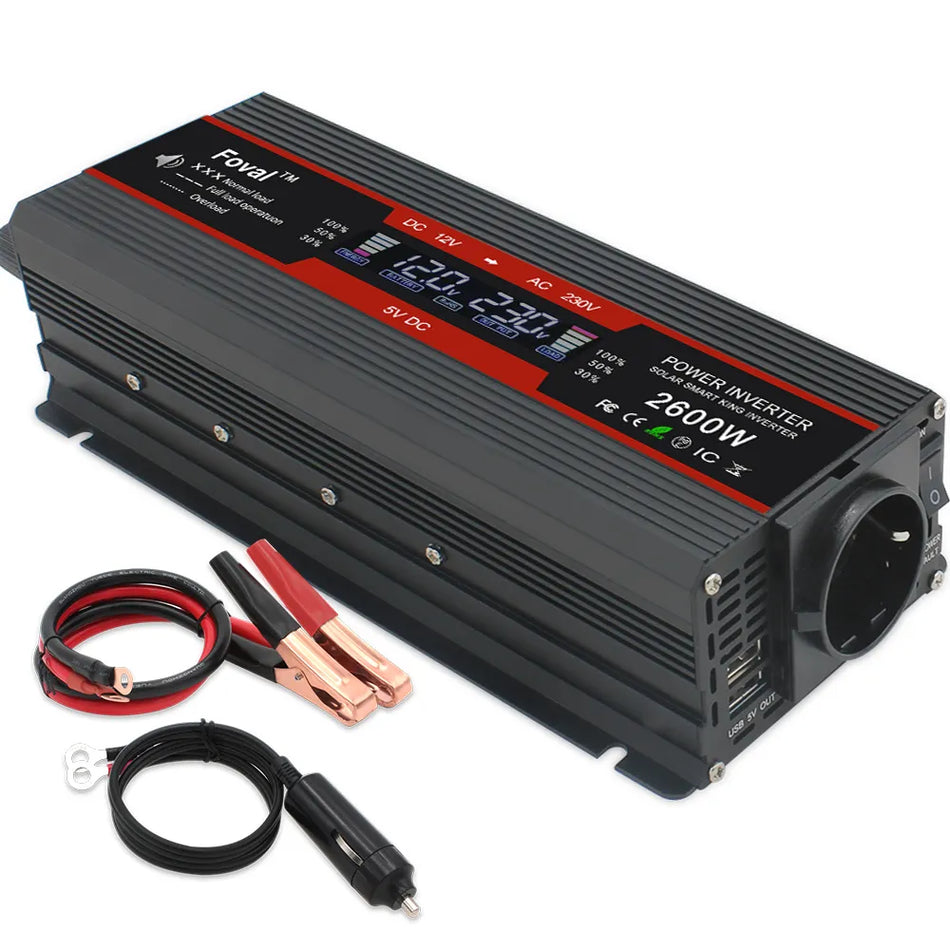 Inverter (voltage converter) with display Foval 2600W/12V/220V
