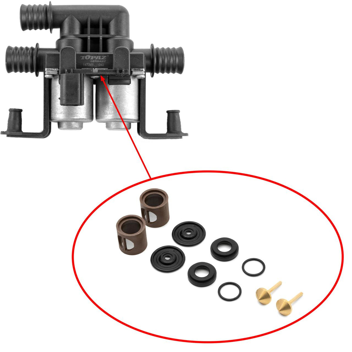 Kit completo de reparación de la válvula de calefacción – BMW X5 E53 / E70 / F15 / F85, X6 E71 / E72 / F16 / F86 | 64116910544 1
