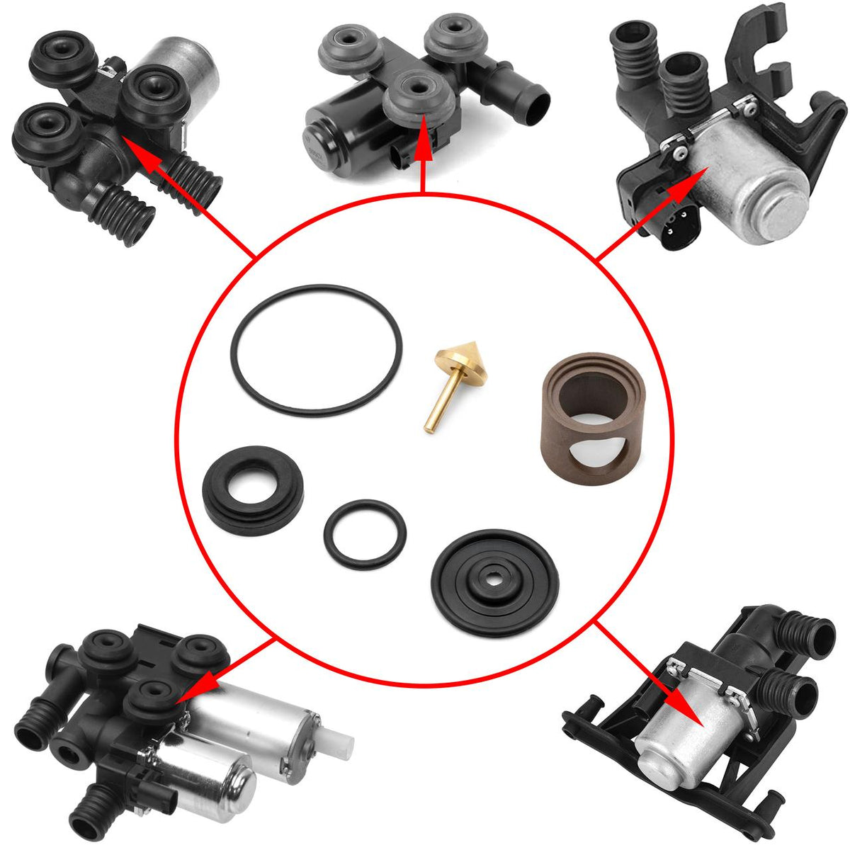 Kit completo de reparación de la válvula de calefacción – BMW E36 / E46 / E60 / E61 / E63 / E53 / E39 / E52 / E83 / E90 / E70 / E71 / Z3 | 64118369805 1