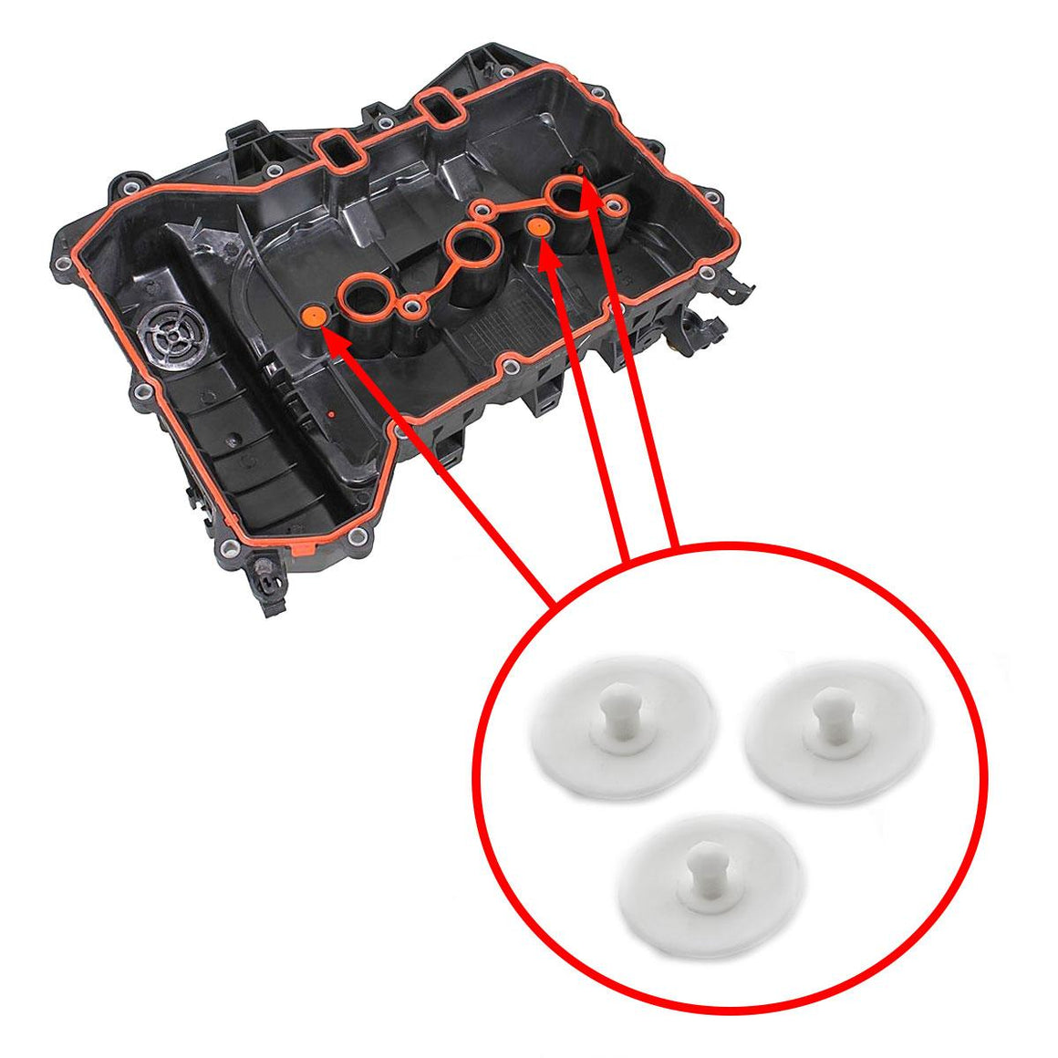 Kit de membranas PCV, 3 unidades, 16 mm – Peugeot / Citroen 1.0 / 1.2; tapas 9811067580 / 9676193780 / 9806820880 | 9811067580 1
