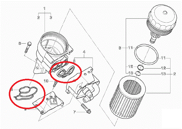 Oil filter gasket kit BMW N43, N46, N46N, N45, N45N, N40, N42