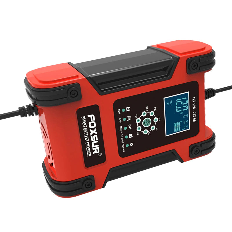 Charger for car battery Foxsur 12V 12A / 24V 6A