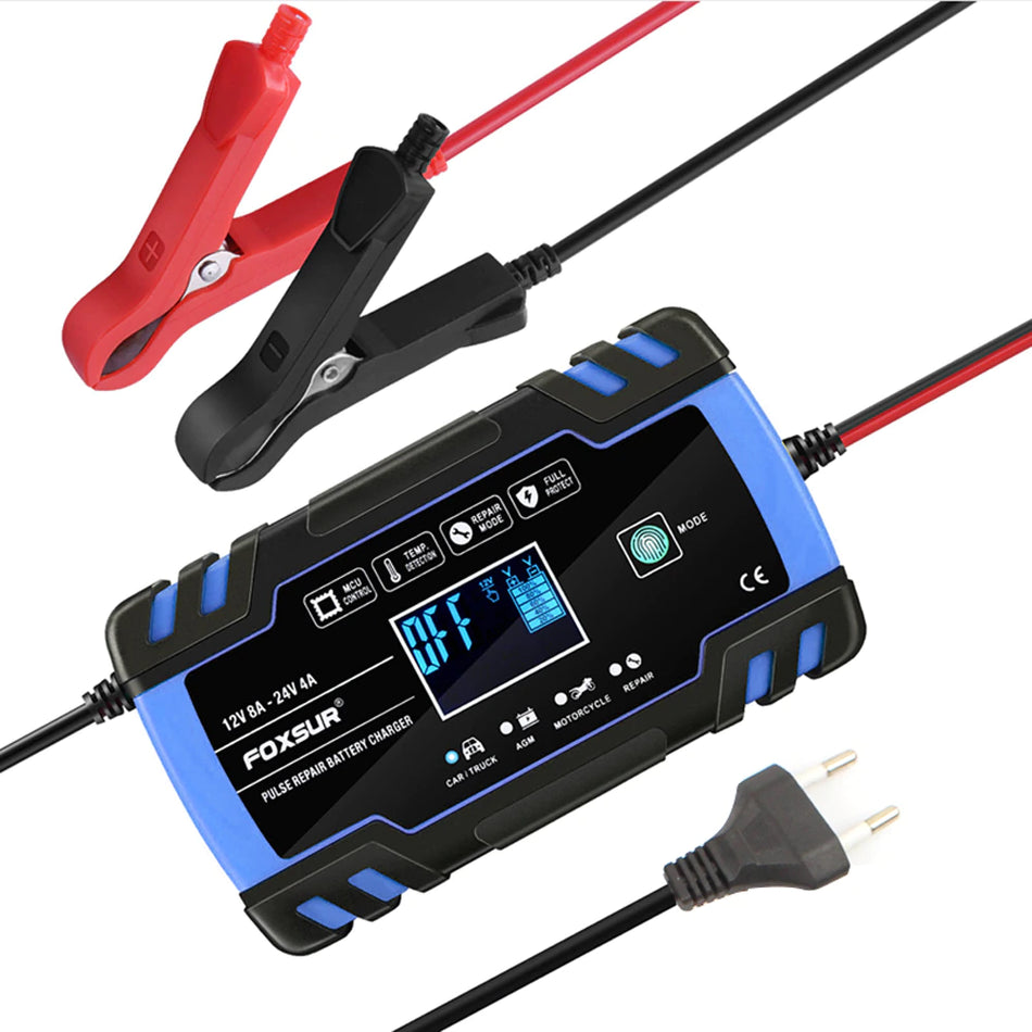 Charger for car battery Foxsur 12V 8A / 24V 4A